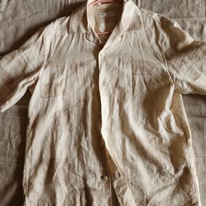 Zara Men's Cream Lightweight Shirt Jacket